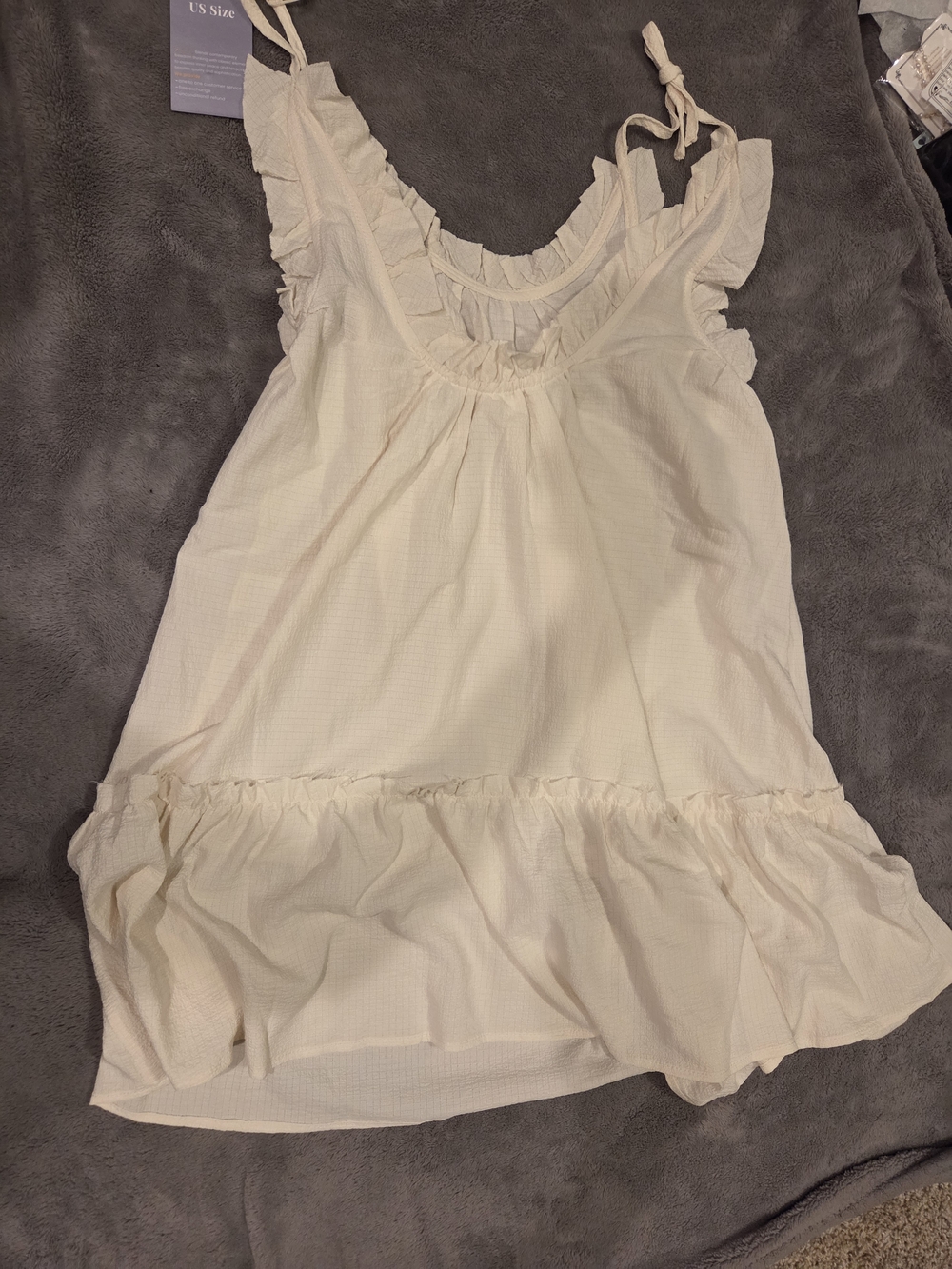 Cream Ruffle Tie-Shoulder Sundress